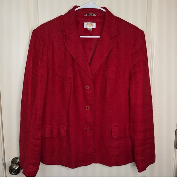 Talbots Red Women's Linen Blend Blazer Size 16 P - Picture 16 of 16